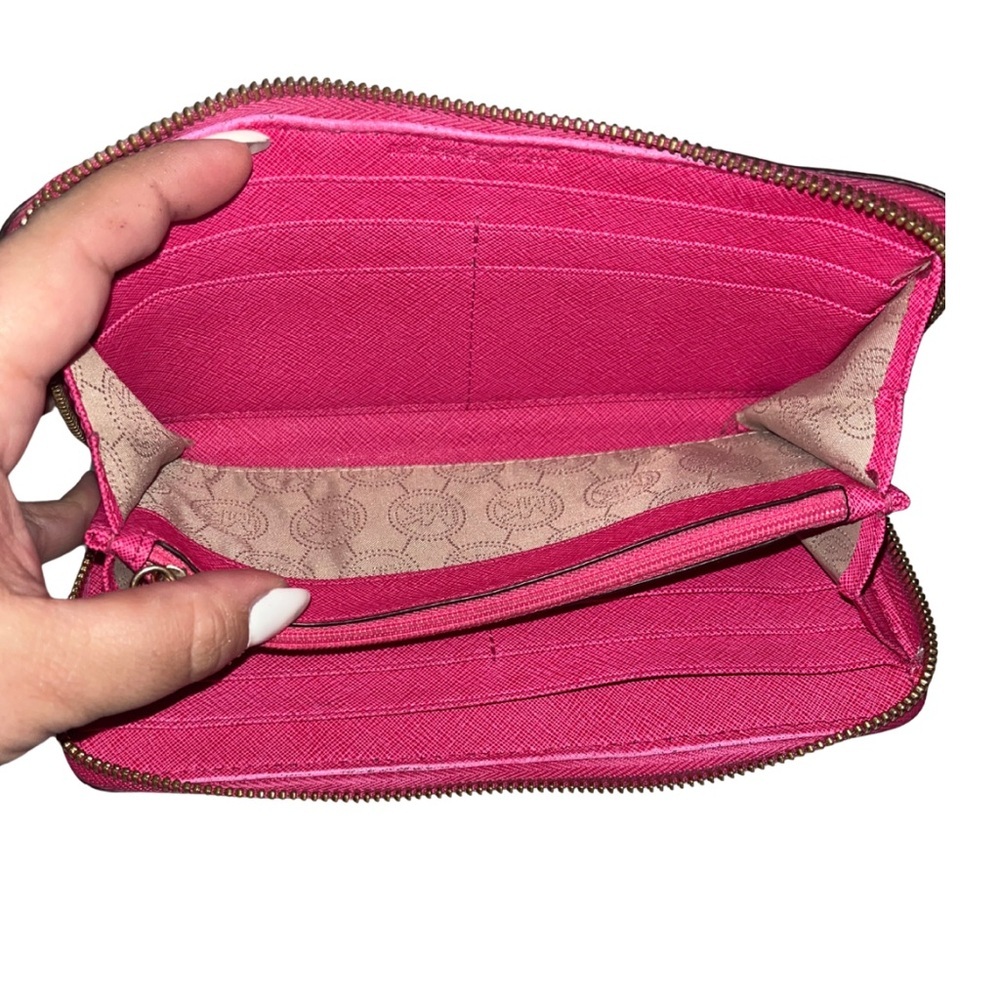 Michael Kors Fuchsia Pink Pyramid Studded Continental Zip Wallet - Picture 10 of 16